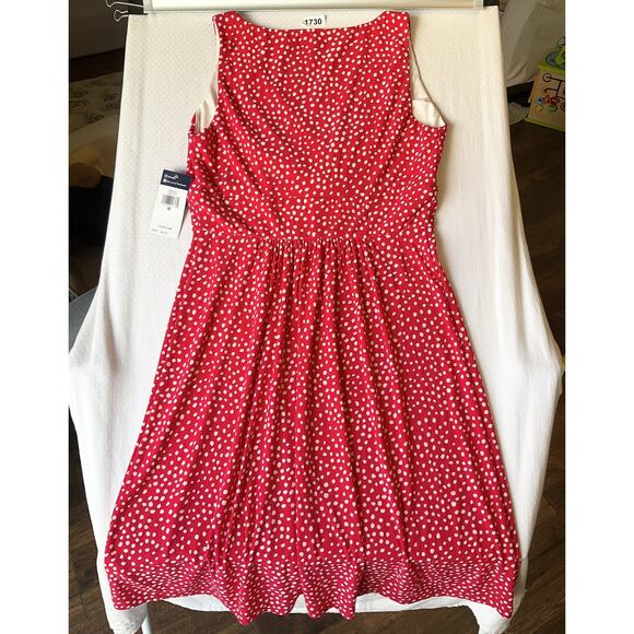Chaps Women Midi Dress M Red Polka Dot Fit & Flare Sleeveless V-neck - Picture 10 of 10